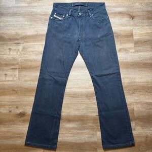 Diesel Fanker Jeans Men 30x30 Black Slim Bootcut Made in Italy Faded Cowboy Y2K